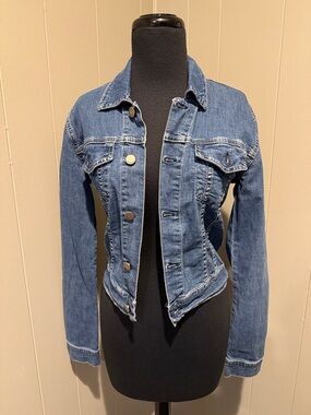 B40 Theory Women’s Large Blue Denim Fitted Jean Jacket Fitted